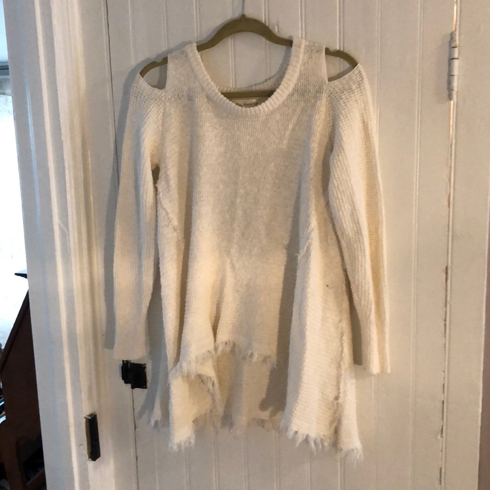 open shoulder knit sweater